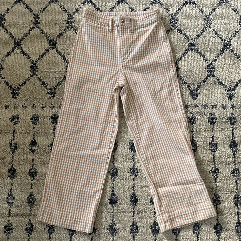 Madewell Wide Legged Orange Gingham Pants Size 25